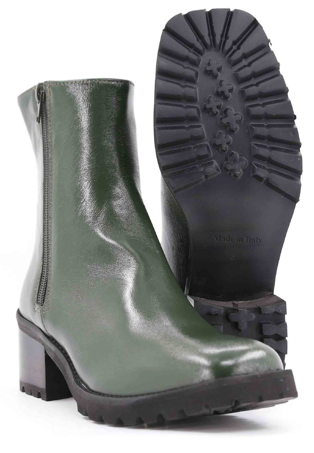L'ARIANNA Stivaletti TR1665 in pelle verde con suola in gomma carrarmato Flash Sale