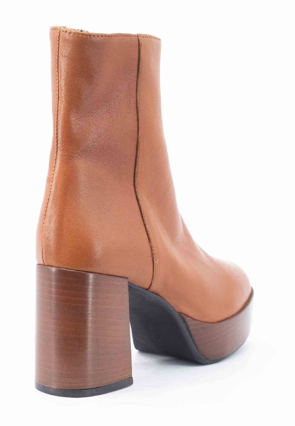 L'ARIANNA Stivaletti TR1556 in pelle cuoio con tacco alto e plateau con zip laterale di chiusura Fornitura limitata