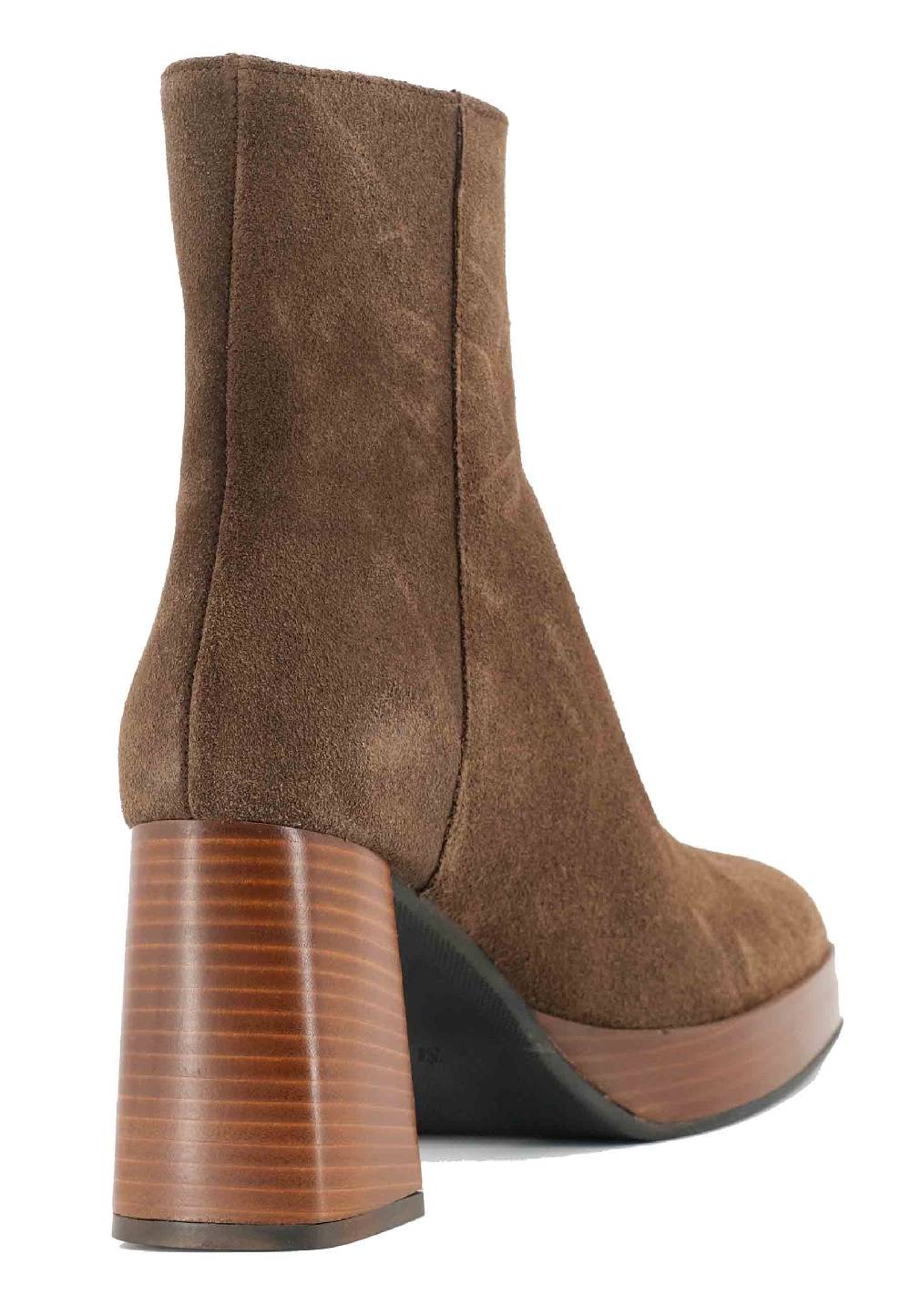 L'ARIANNA Stivaletti TR1665 in crosta marrone con tacco alto e plateau con zip esterna Vendite stagionali