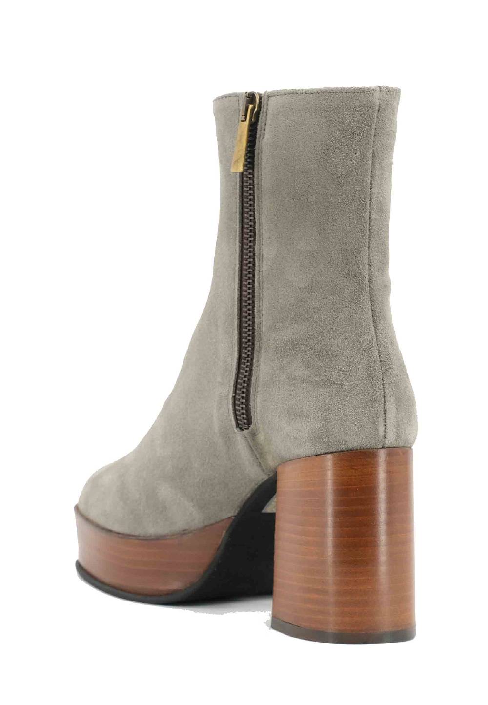 L'ARIANNA Stivaletti TR1556 in camoscio grigio con tacco alto e plateau con zip laterale di chiusura Black Friday