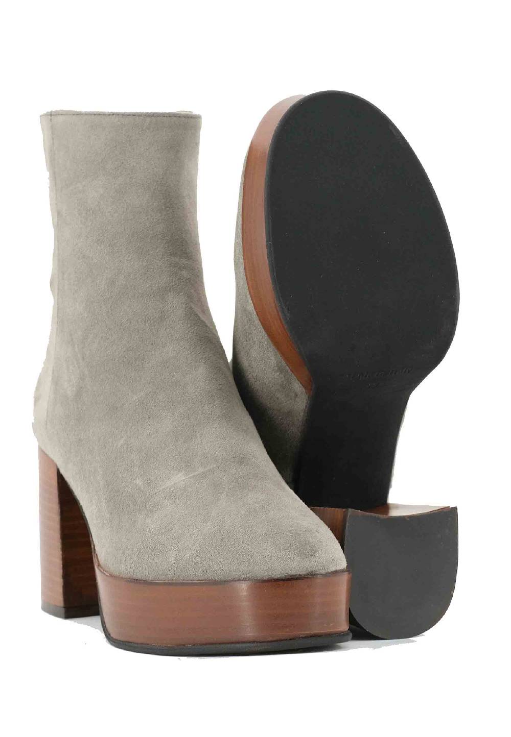 L'ARIANNA Stivaletti TR1556 in camoscio grigio con tacco alto e plateau con zip laterale di chiusura Black Friday