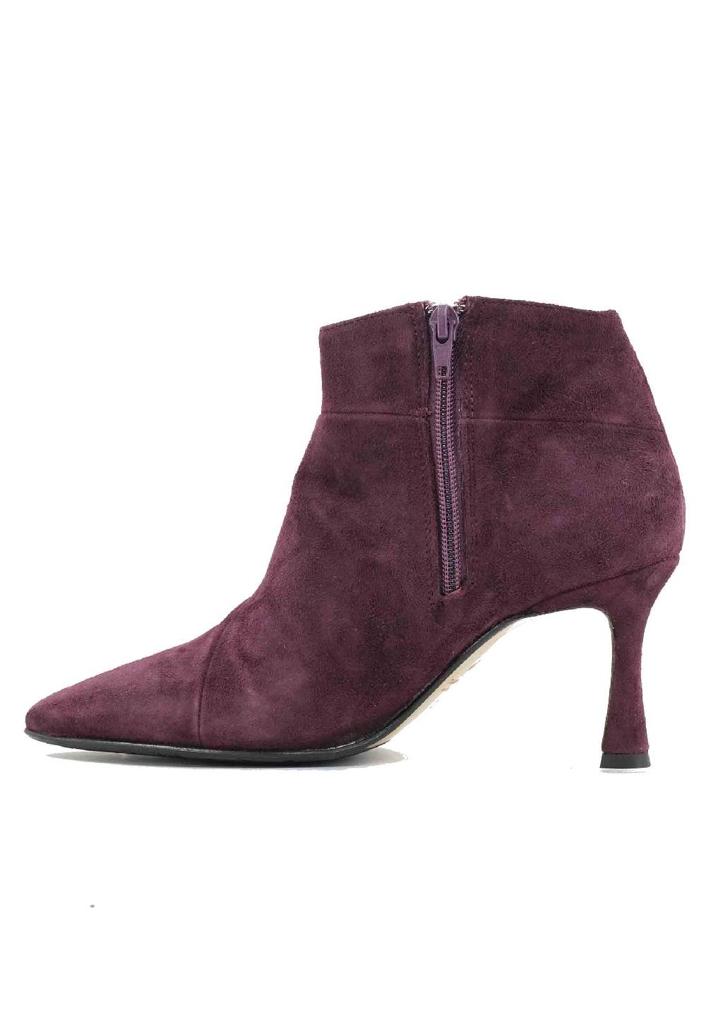 L'ARIANNA Stivaletti TR1672/RT in camoscio prugna con tacco alto Offerta Pasqua
