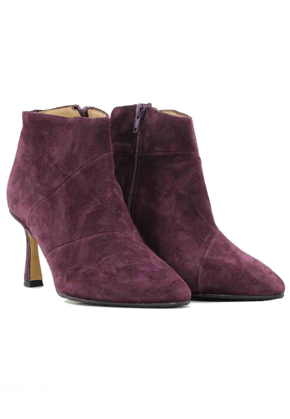 L'ARIANNA Stivaletti TR1672/RT in camoscio prugna con tacco alto Offerta Pasqua