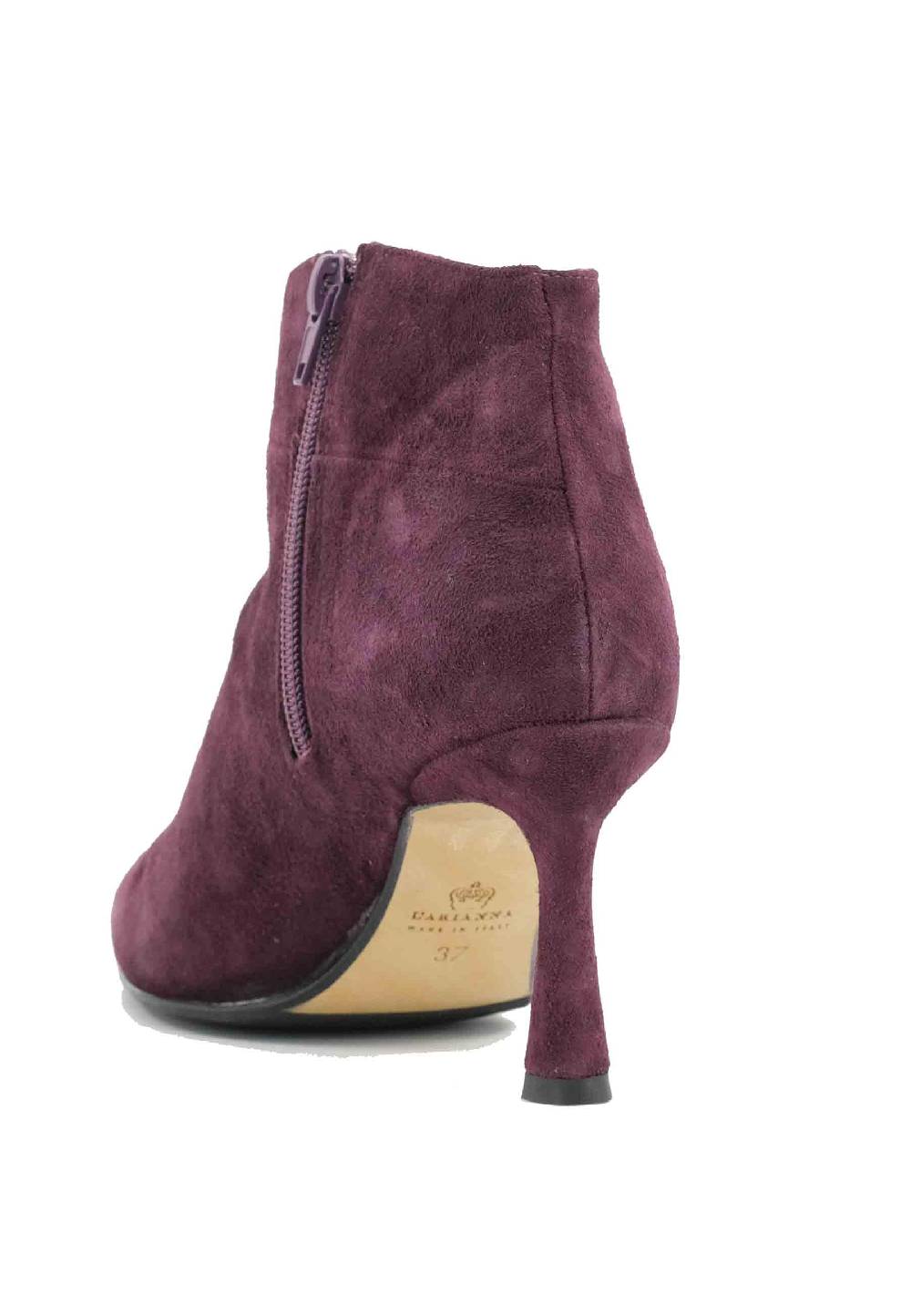 L'ARIANNA Stivaletti TR1672/RT in camoscio prugna con tacco alto Offerta Pasqua