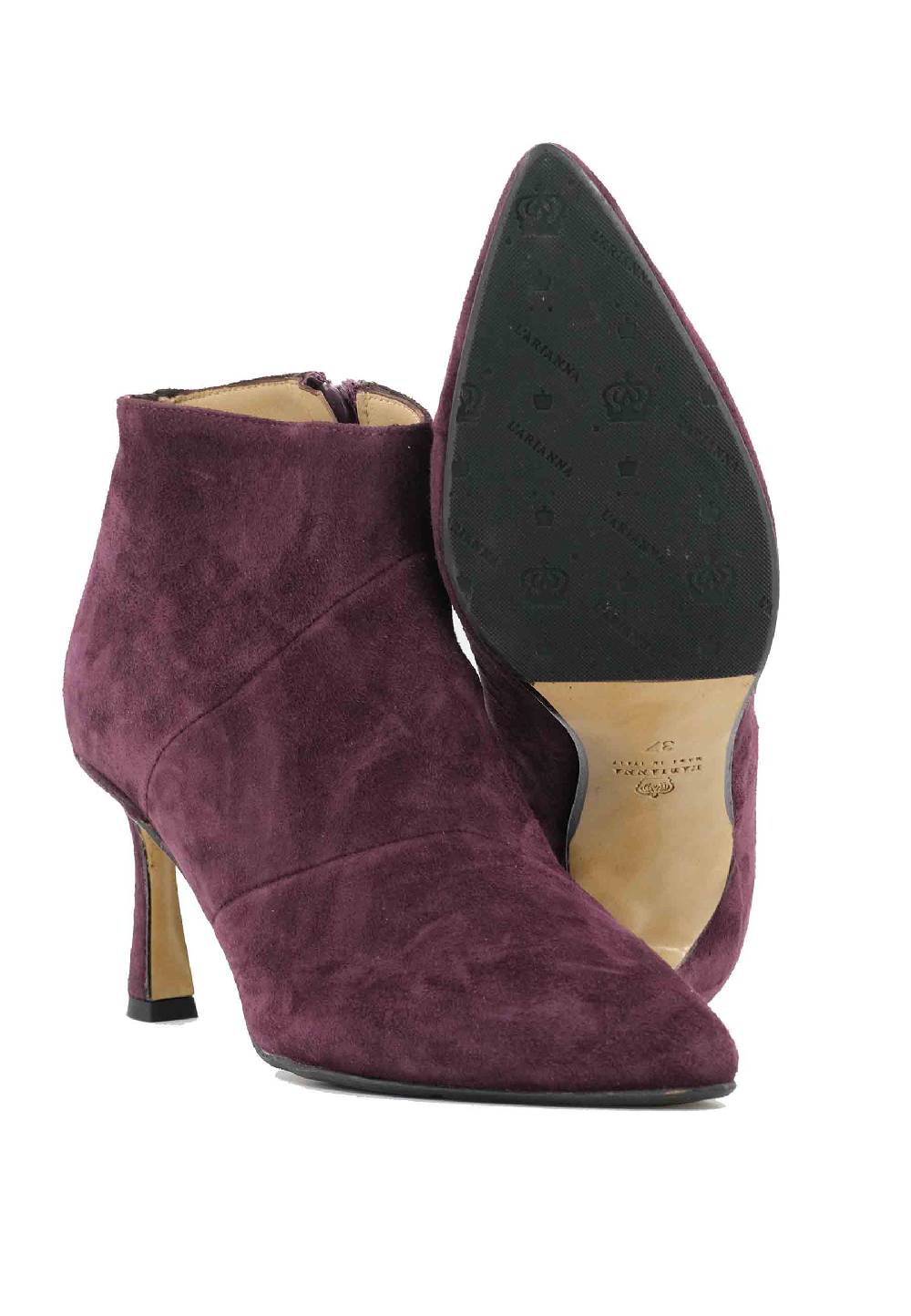 L'ARIANNA Stivaletti TR1672/RT in camoscio prugna con tacco alto Offerta Pasqua