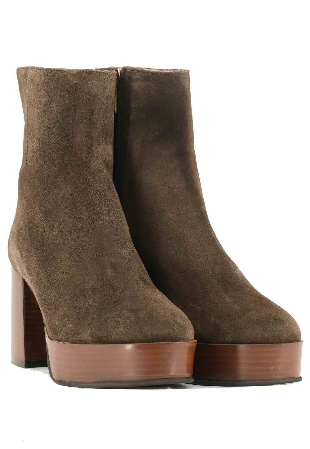 L'ARIANNA Stivaletti TR1556 in camsocio marrone con tacco alto e plateau con zip laterale di chiusura Offerta San Valentino