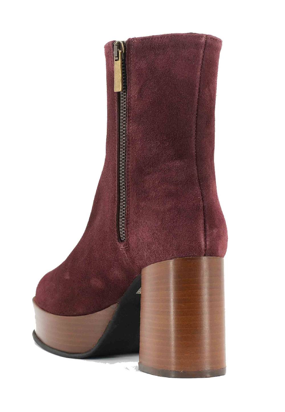 L'ARIANNA Stivaletti TR1556 in camoscio bordeaux con tacco alto e plateau con zip laterale di chiusura Smaltimento dello stoccaggio