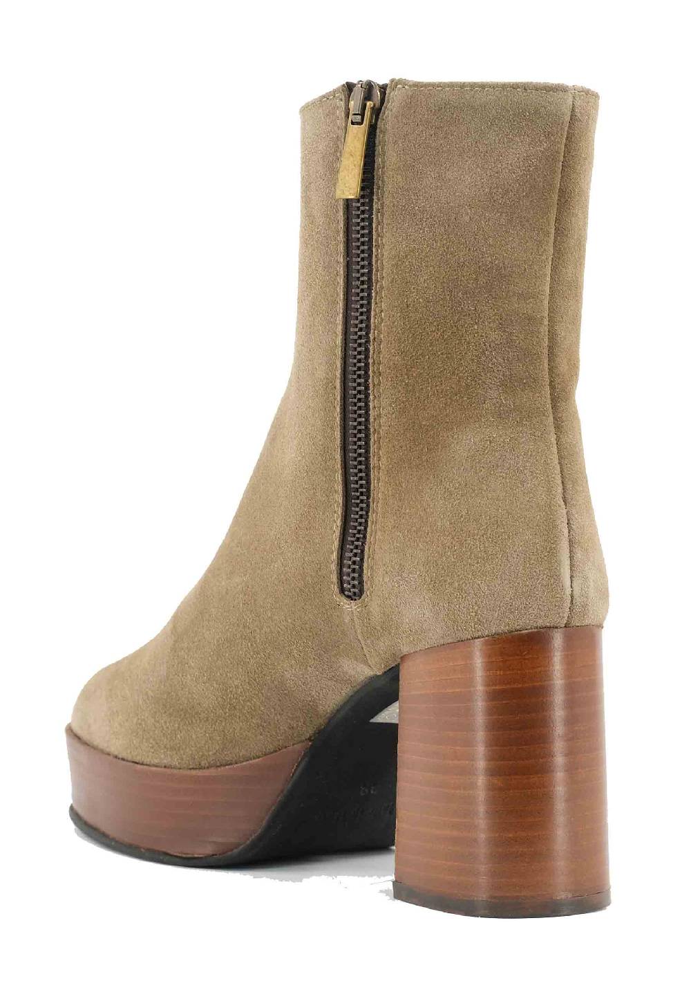 L'ARIANNA Stivaletti TR1556 in camoscio verde con tacco alto e plateau con zip laterale di chiusura Vendita calda