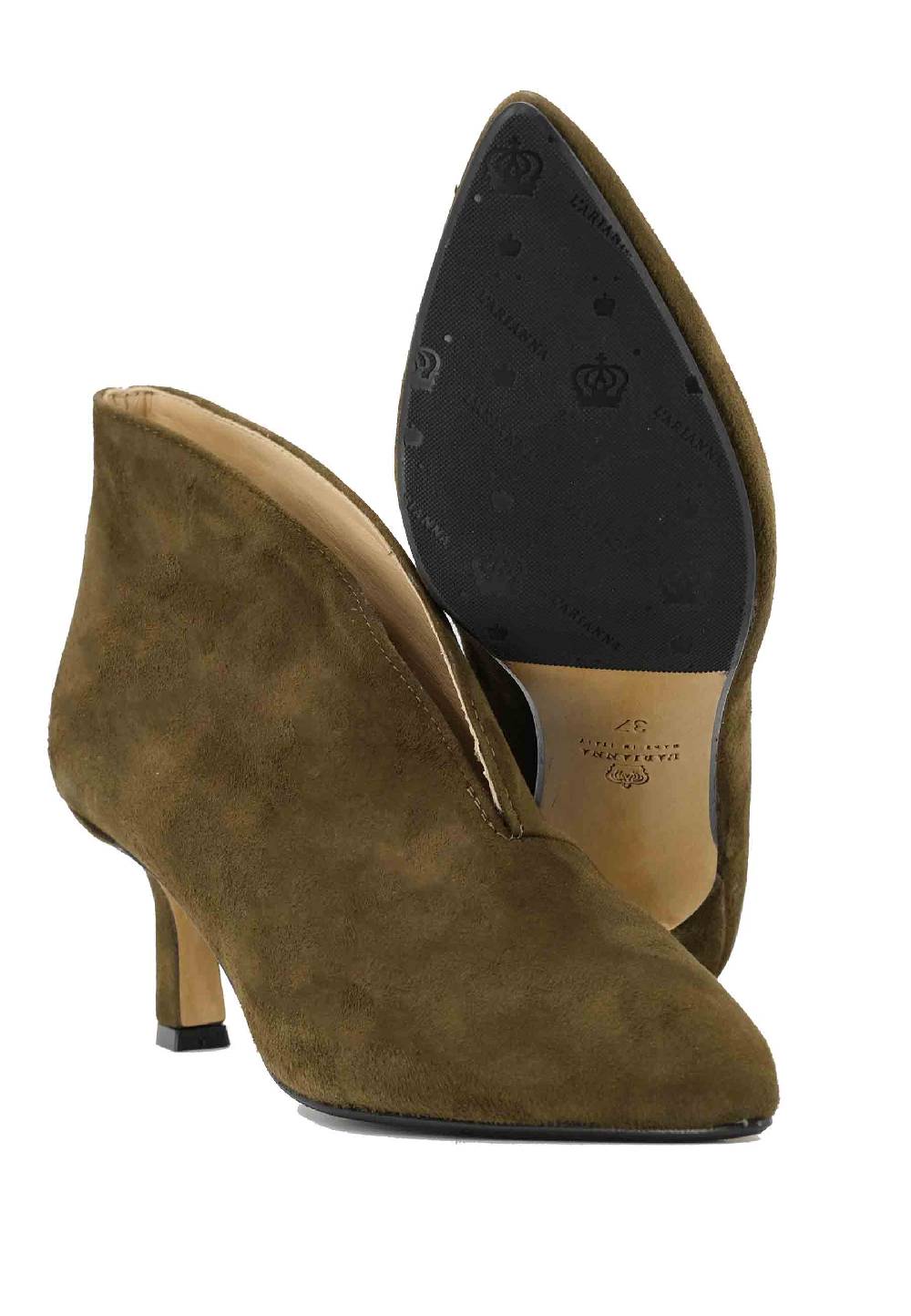 L'ARIANNA Stivaletti TR8006/RT Ankle boot in camoscio verde con tacco basso Latest fashion