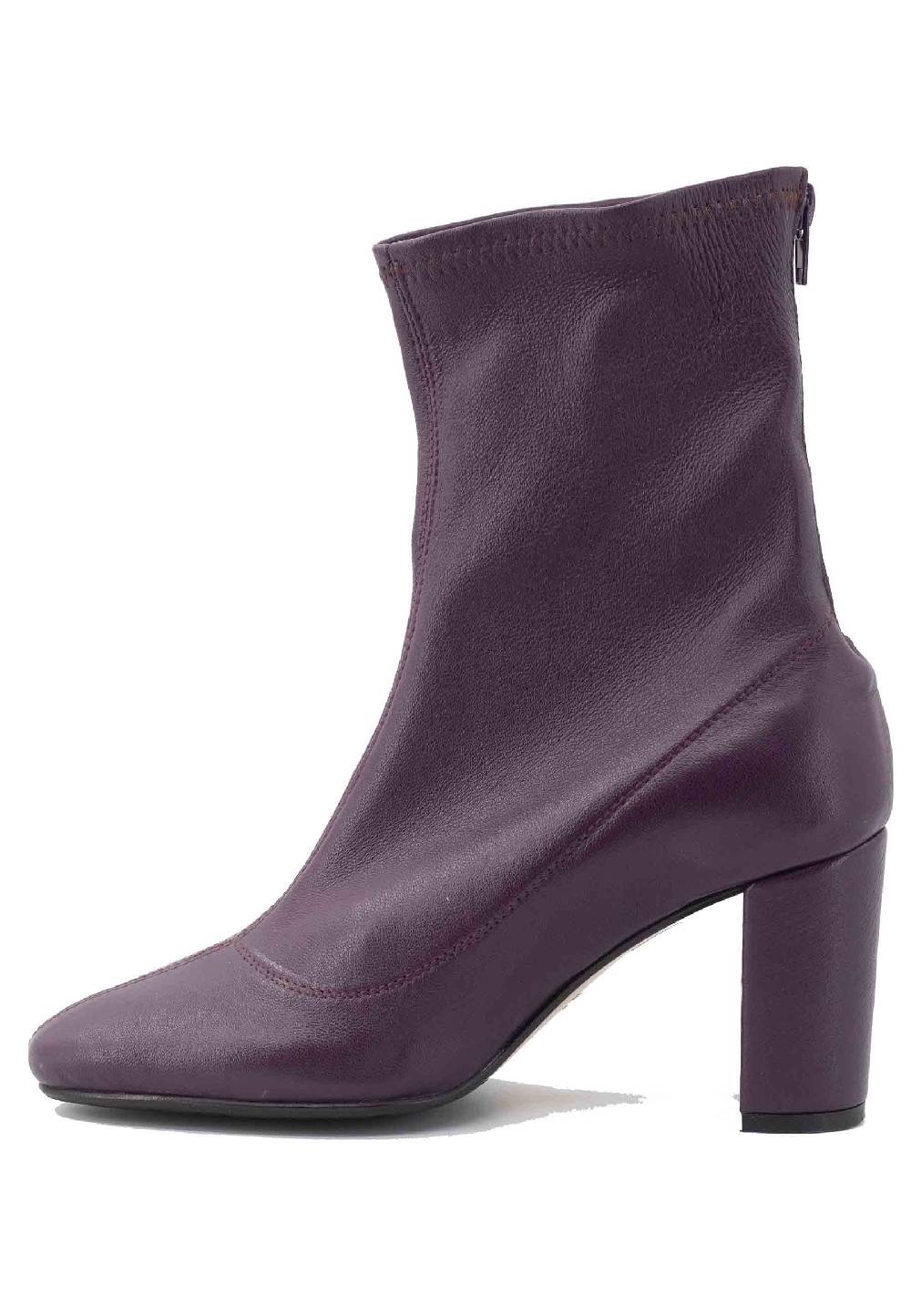 L'ARIANNA Stivaletti EL3002 in pelle elasticizzata prugna con tacco alto Offerta temporanea