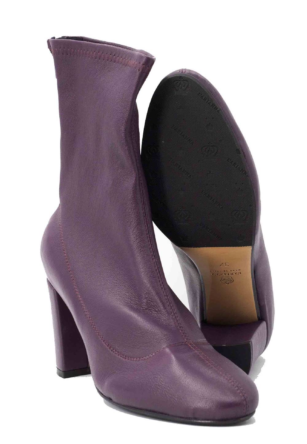 L'ARIANNA Stivaletti EL3002 in pelle elasticizzata prugna con tacco alto Offerta temporanea