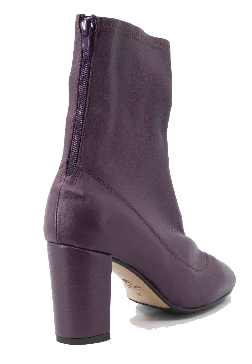 L'ARIANNA Stivaletti EL3002 in pelle elasticizzata prugna con tacco alto Offerta temporanea