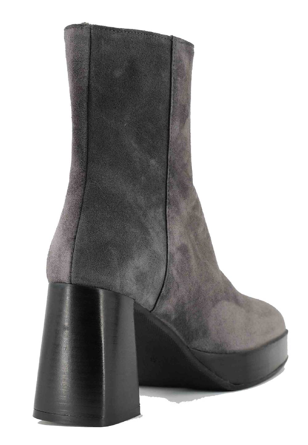 L'ARIANNA Stivaletti TR1665 in camoscio grigio con tacco alto e plateau con zip esterna Nuovi prodotti