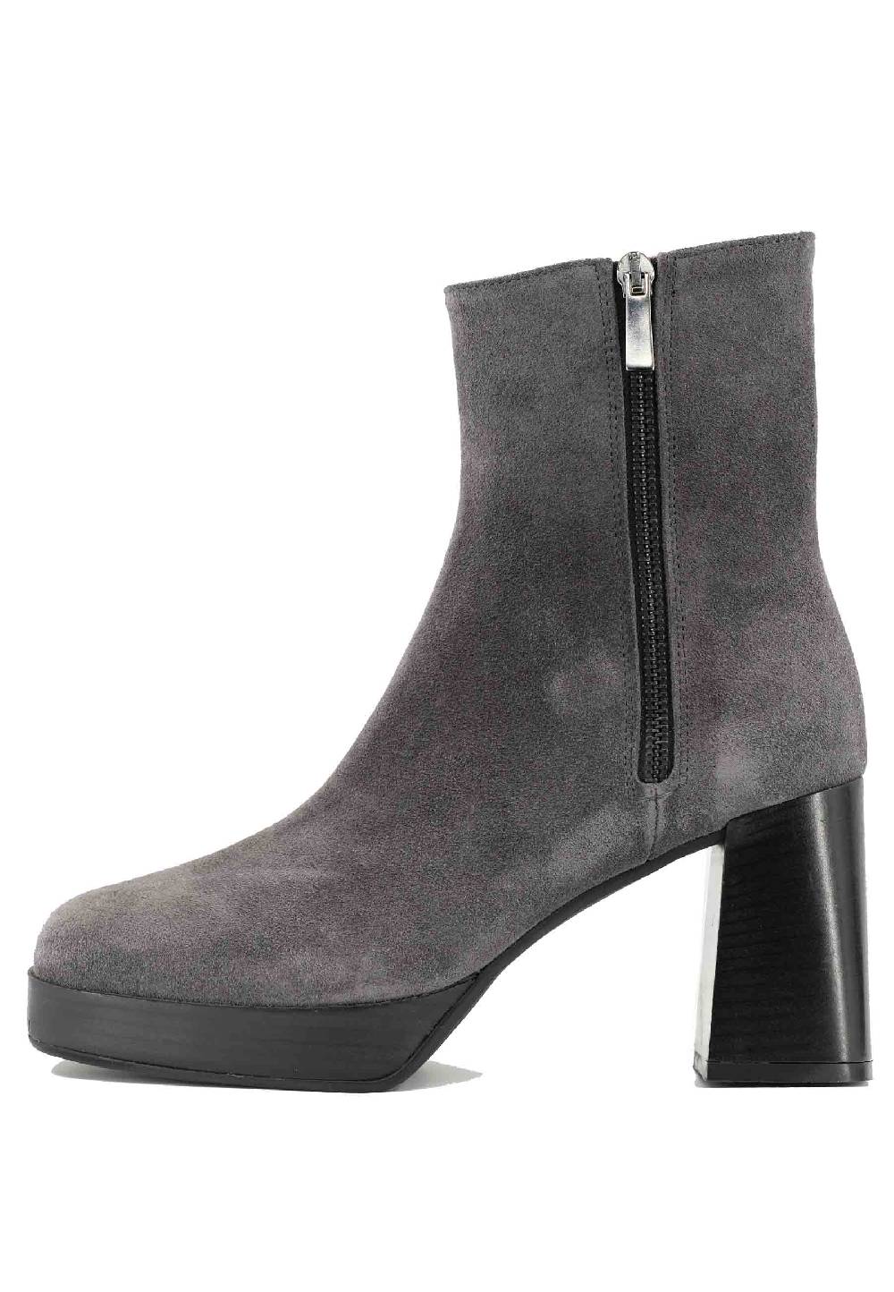 L'ARIANNA Stivaletti TR1665 in camoscio grigio con tacco alto e plateau con zip esterna Nuovi prodotti