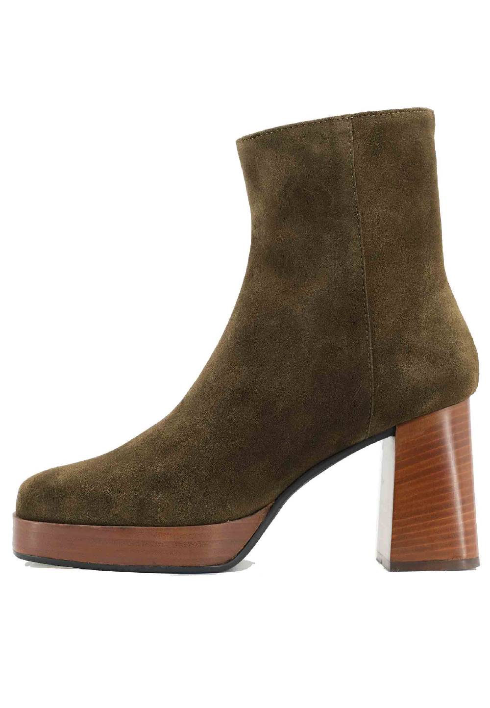 L'ARIANNA Stivaletti TR1665 in camoscio verde con tacco alto e plateau con zip esterna Bestseller