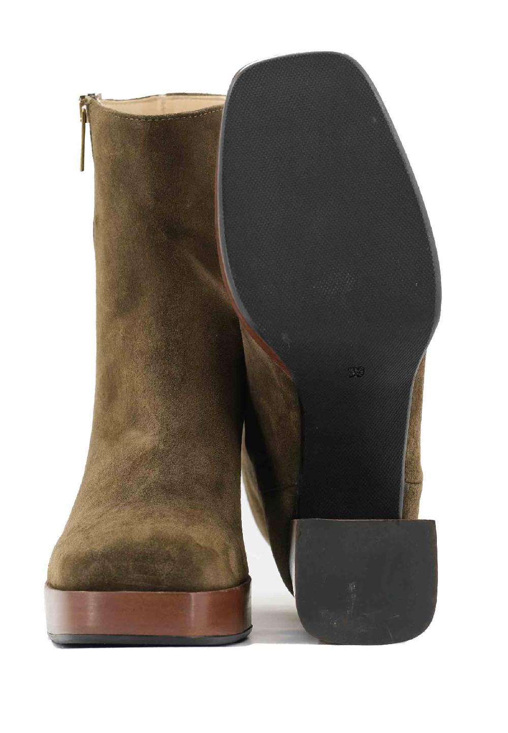 L'ARIANNA Stivaletti TR1665 in camoscio verde con tacco alto e plateau con zip esterna Bestseller