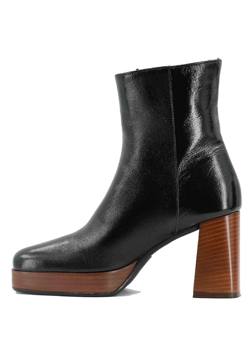 L'ARIANNA Stivaletti TR1665 in pelle nera con tacco alto e plateau con zip esterna Offerte stagionali