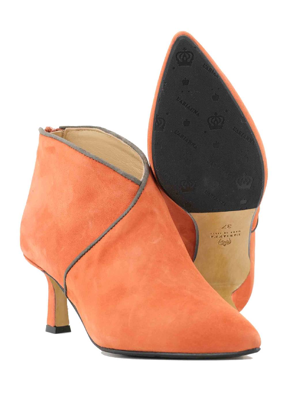 L'ARIANNA Stivaletti TR1662/RT in camoscio arancione con zip posteriore Liquidazione