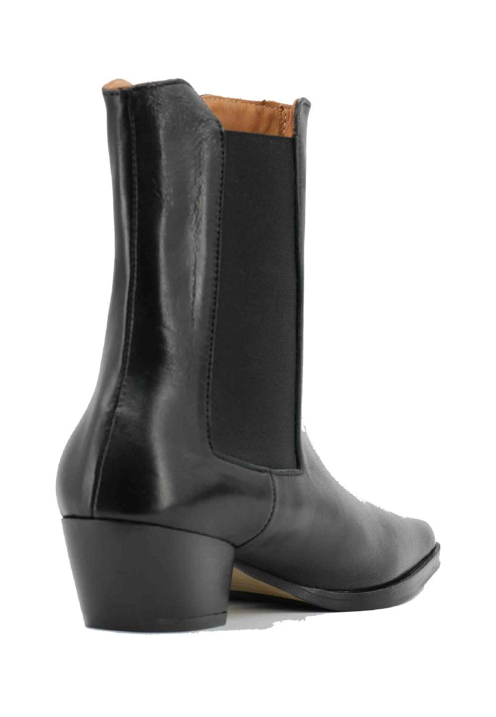 L'ARIANNA Stivaletti BT1695 boot donna in pelle nera punta quadra con tacco in cuoio Offerte giornaliere