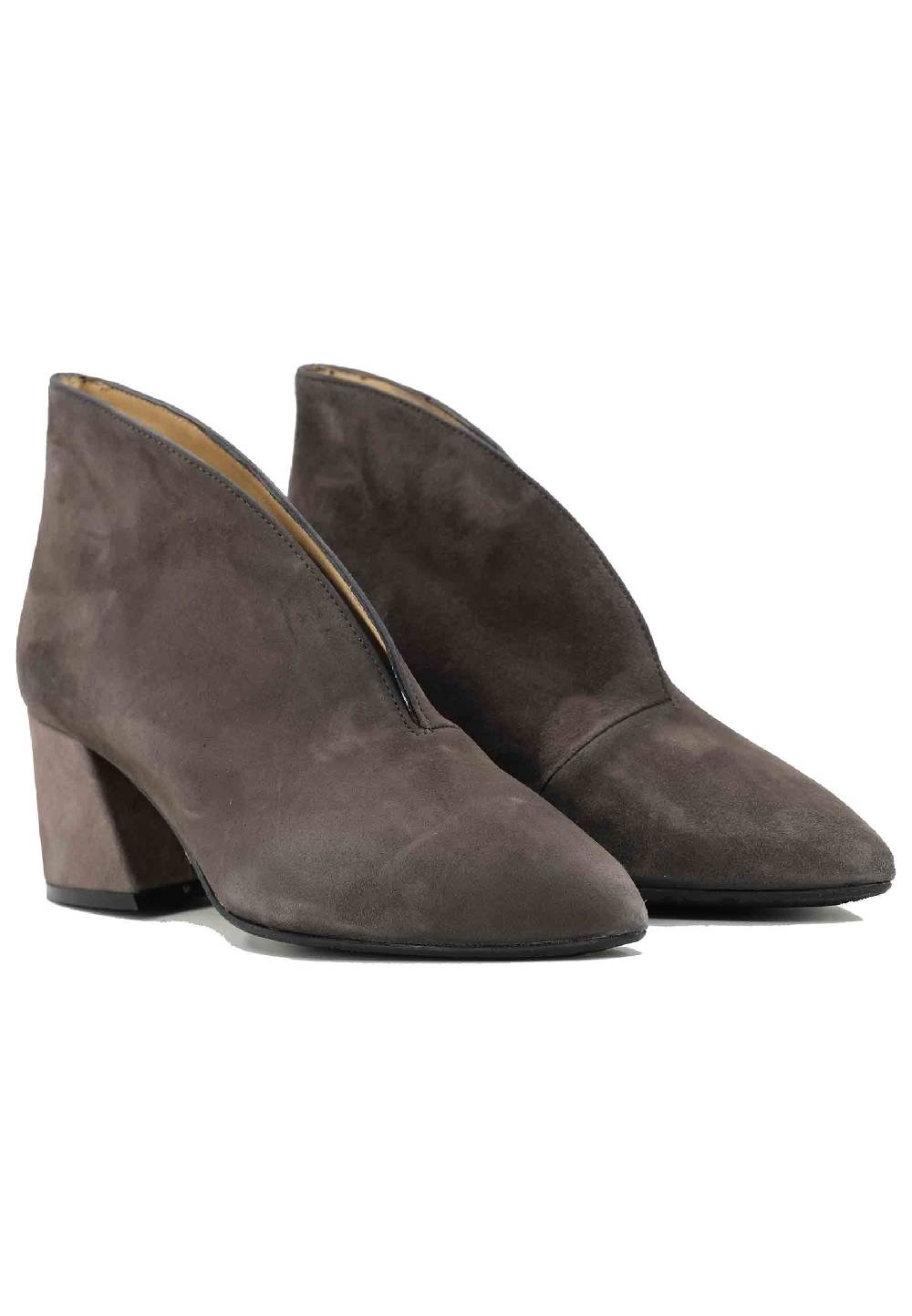 L'ARIANNA Stivaletti TR8006/G Ankle boot in camoscio grigio con tacco largo Offerte speciali