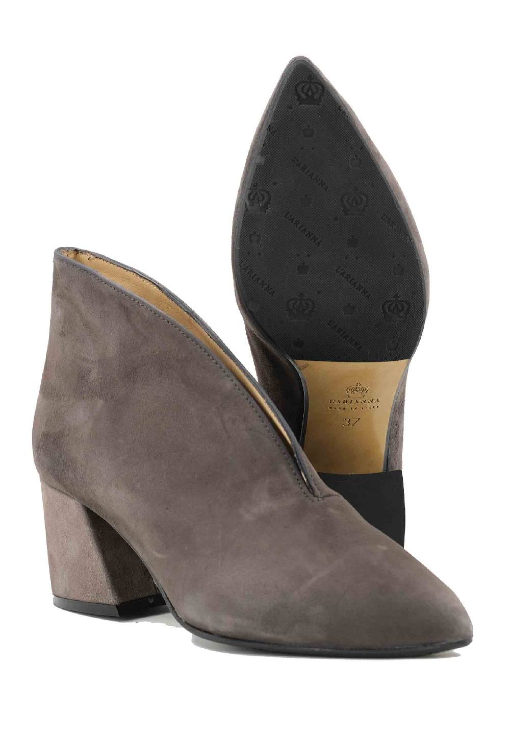 L'ARIANNA Stivaletti TR8006/G Ankle boot in camoscio grigio con tacco largo Offerte speciali