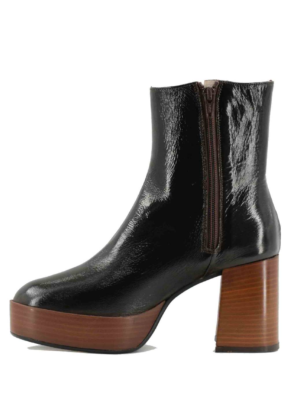 L'ARIANNA Stivaletti TR1556 in pelle testa di moro con tacco alto e plateau con zip laterale di chiusura Enormi risparmi