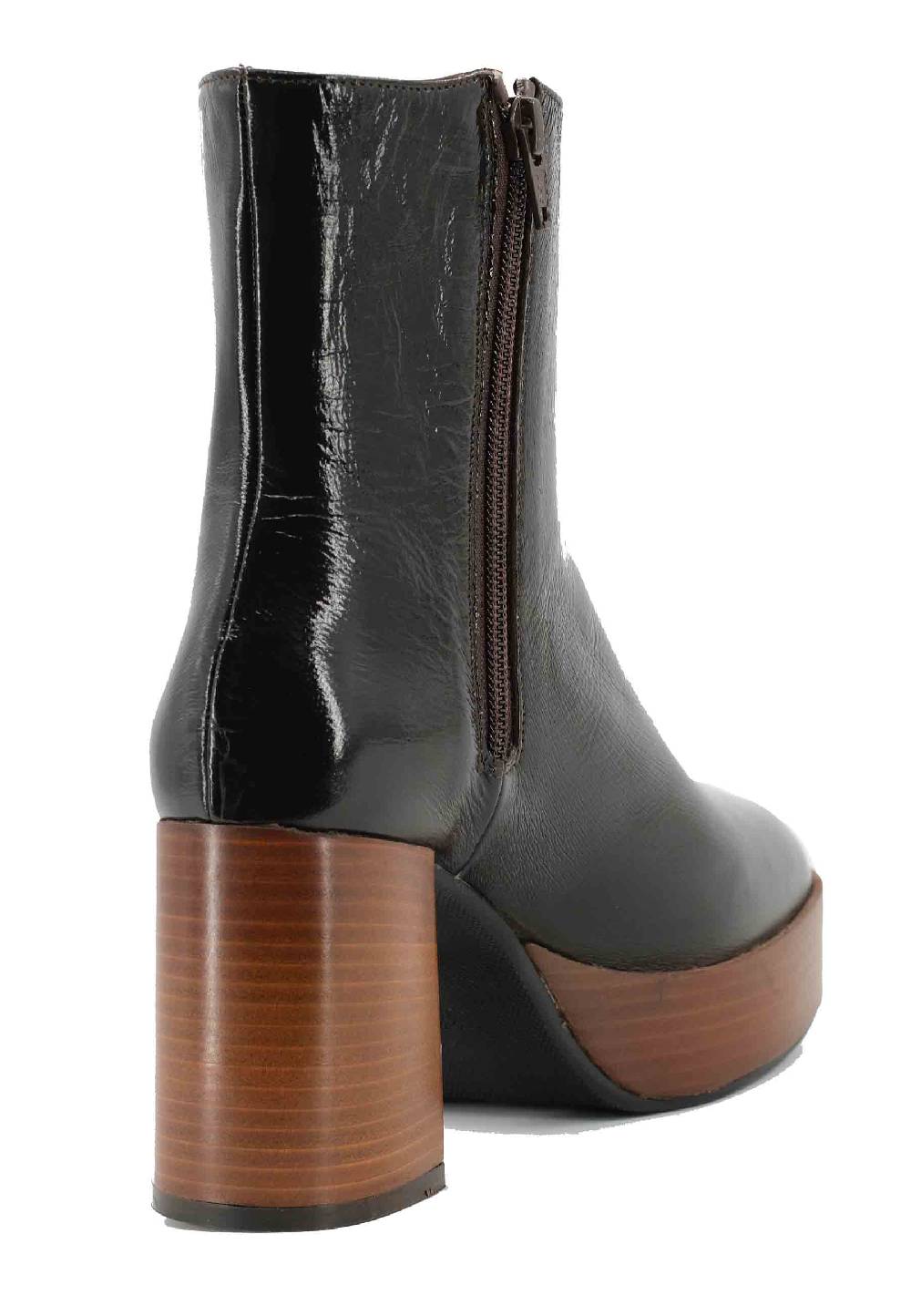 L'ARIANNA Stivaletti TR1556 in pelle testa di moro con tacco alto e plateau con zip laterale di chiusura Enormi risparmi