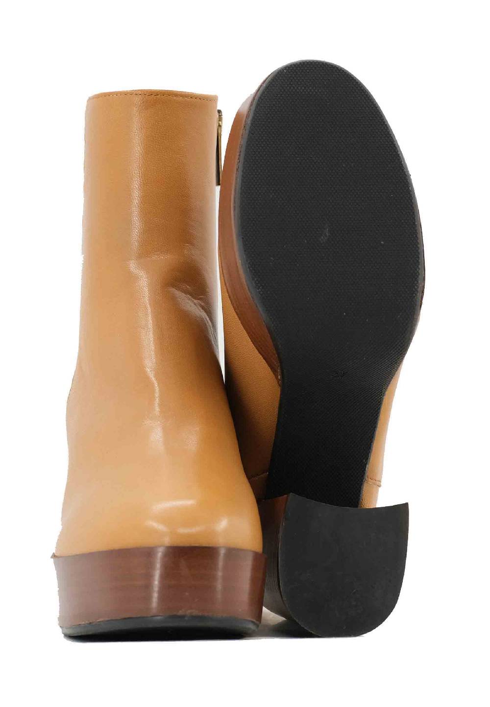 L'ARIANNA Stivaletti TR1556 in pelle senape con tacco alto e plateau con zip laterale di chiusura Sconti VIP