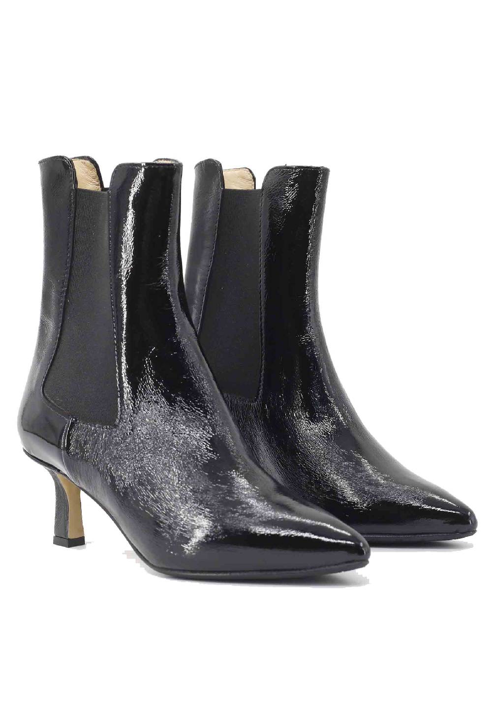 L'ARIANNA Stivaletti beatles BT 1552/RT in naplack nero con tacco medio e punta a punta Prezzo basso