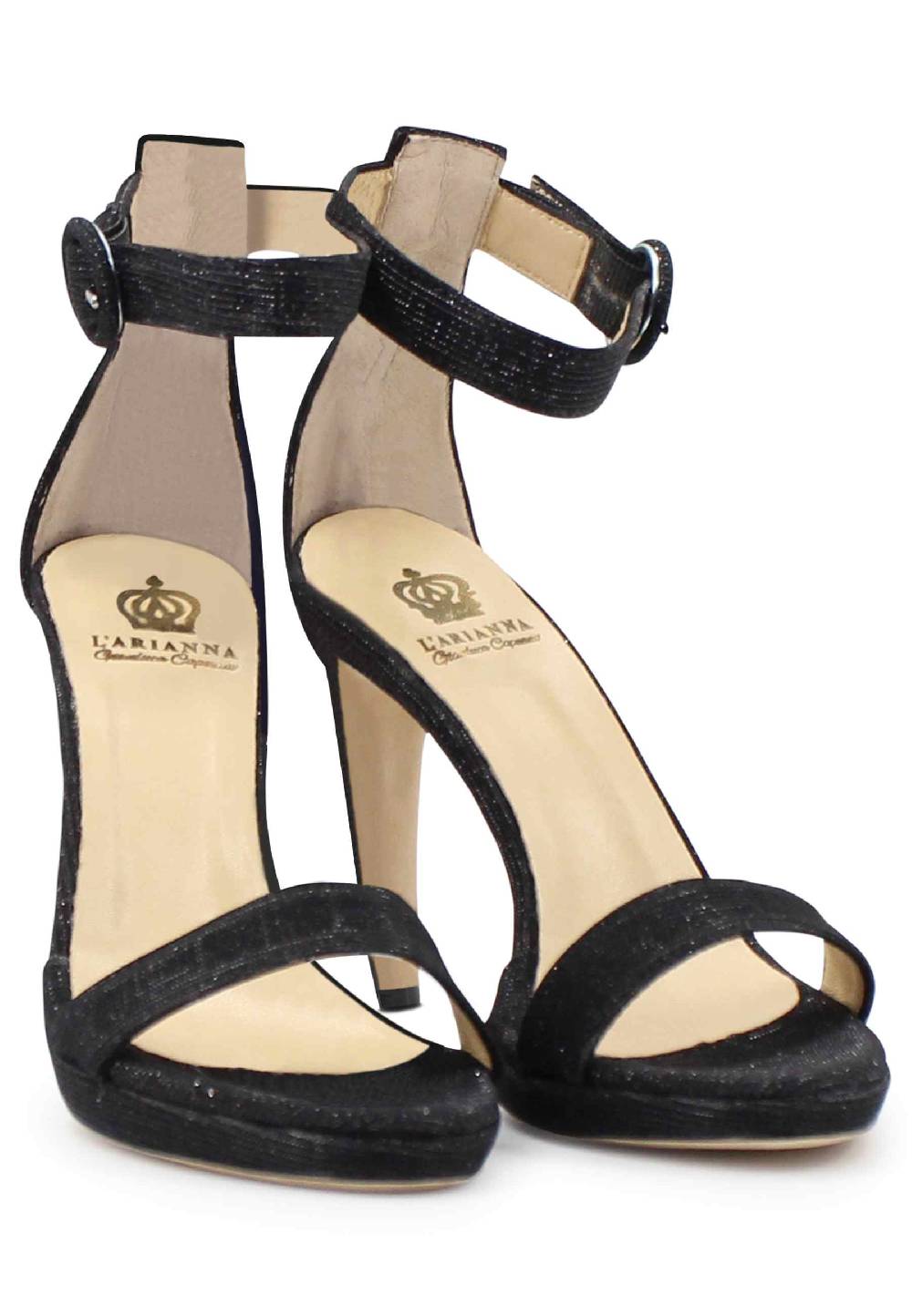L'ARIANNA Sandali DS7016 donna in tessuto luminor blu notte tacco alto e cinturino alla caviglia Latest stili
