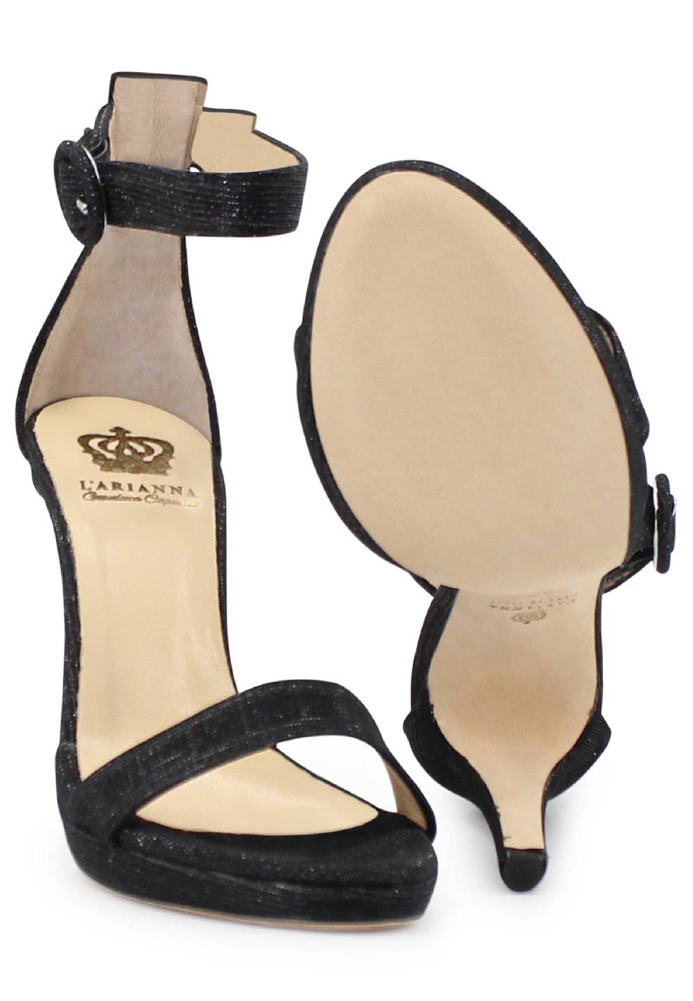 L'ARIANNA Sandali DS7016 donna in tessuto luminor blu notte tacco alto e cinturino alla caviglia Latest stili