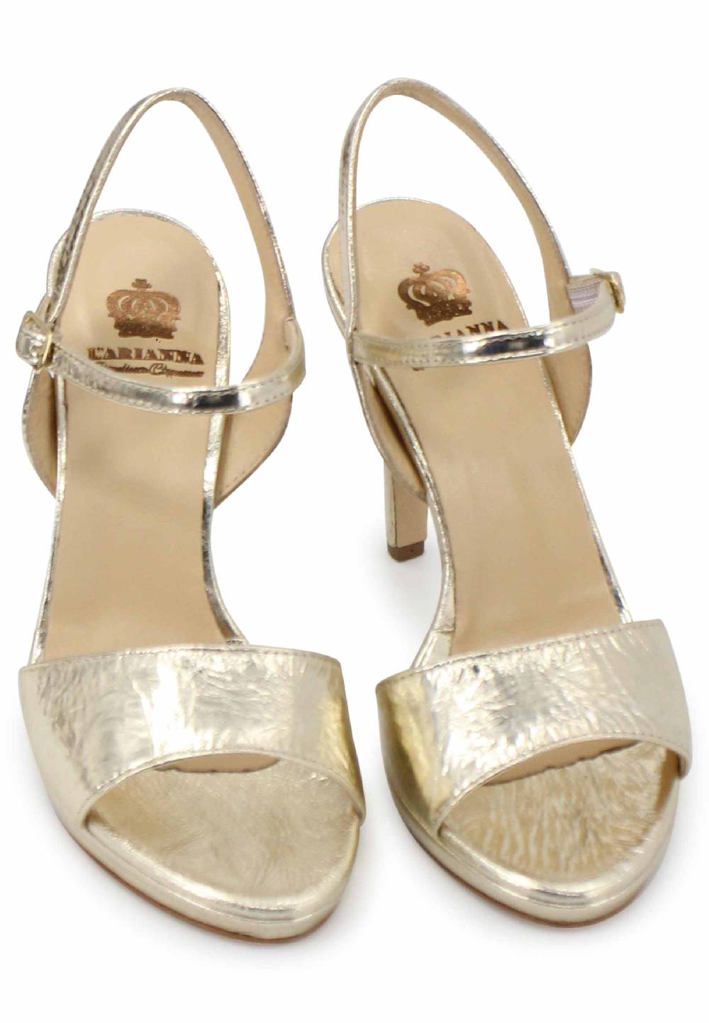 L'ARIANNA Sandali DS7055 donna in pelle oro con tacco alto a spillo Ultimi due giorni