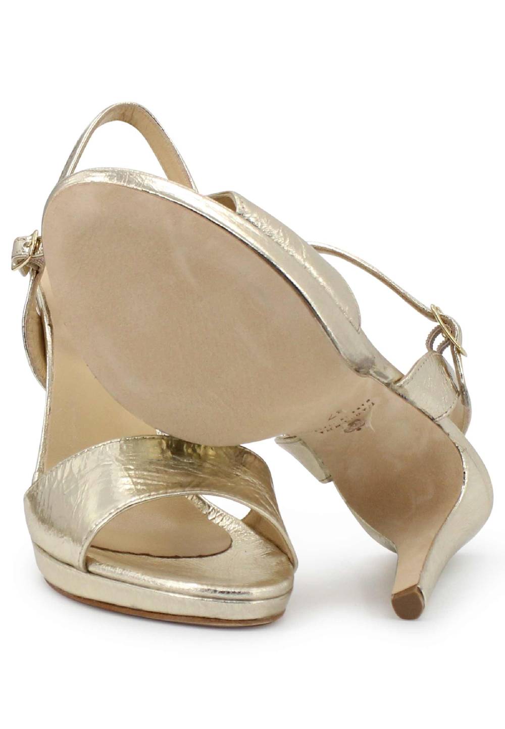 L'ARIANNA Sandali DS7055 donna in pelle oro con tacco alto a spillo Ultimi due giorni