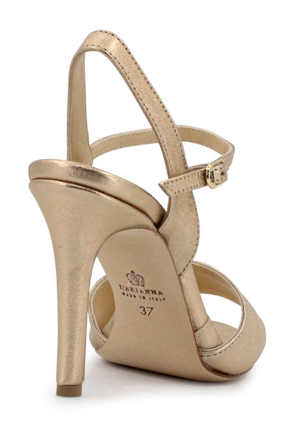L'ARIANNA Sandali DS7053 donna in pelle laminata nude con tacco alto e cinturino alla caviglia Promozione temporanea