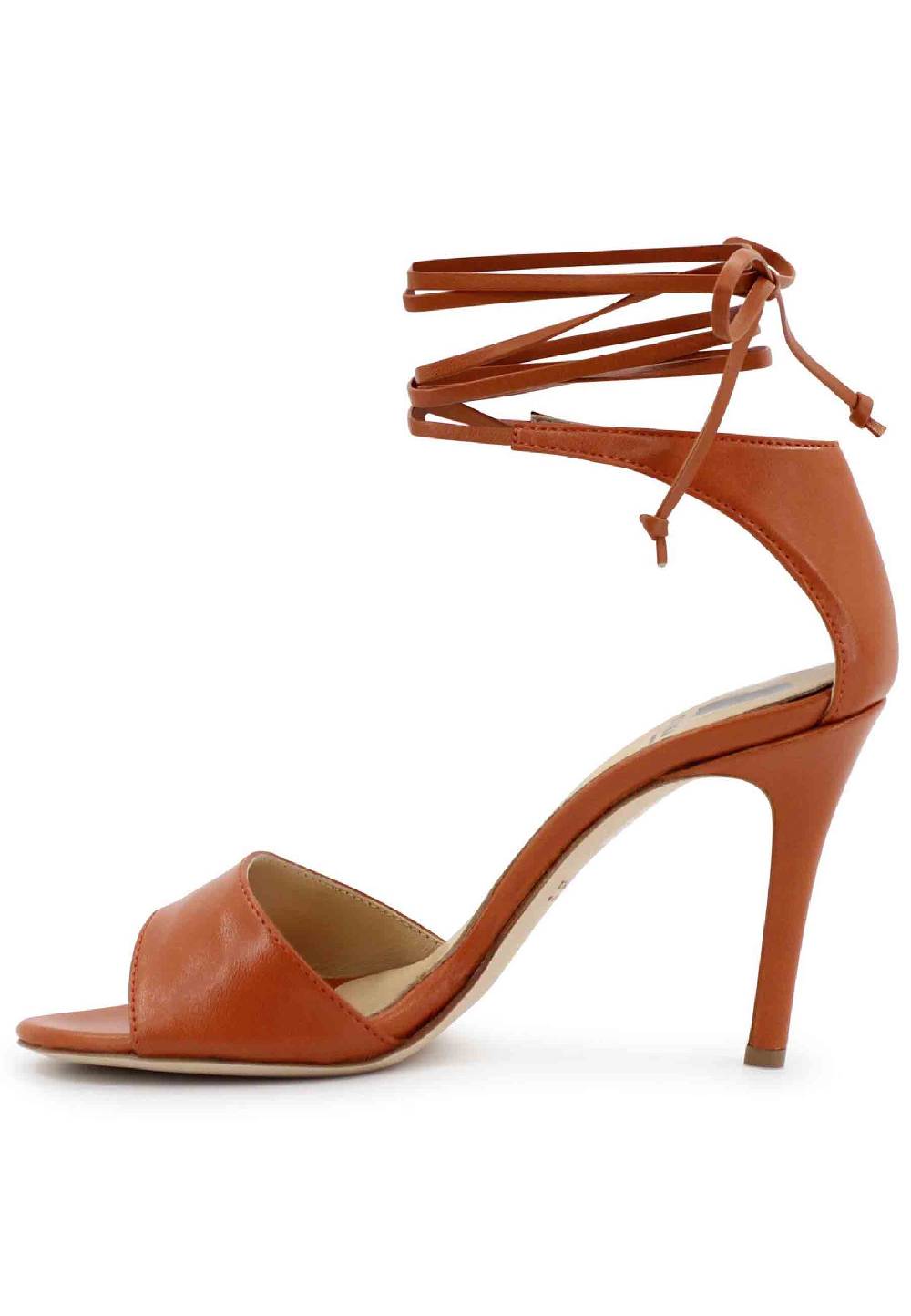 L'ARIANNA Sandali DS7042 da donna in pelle mattone tacco alto con tacco alto e laccetti alla caviglia Fino al 65% di sconto