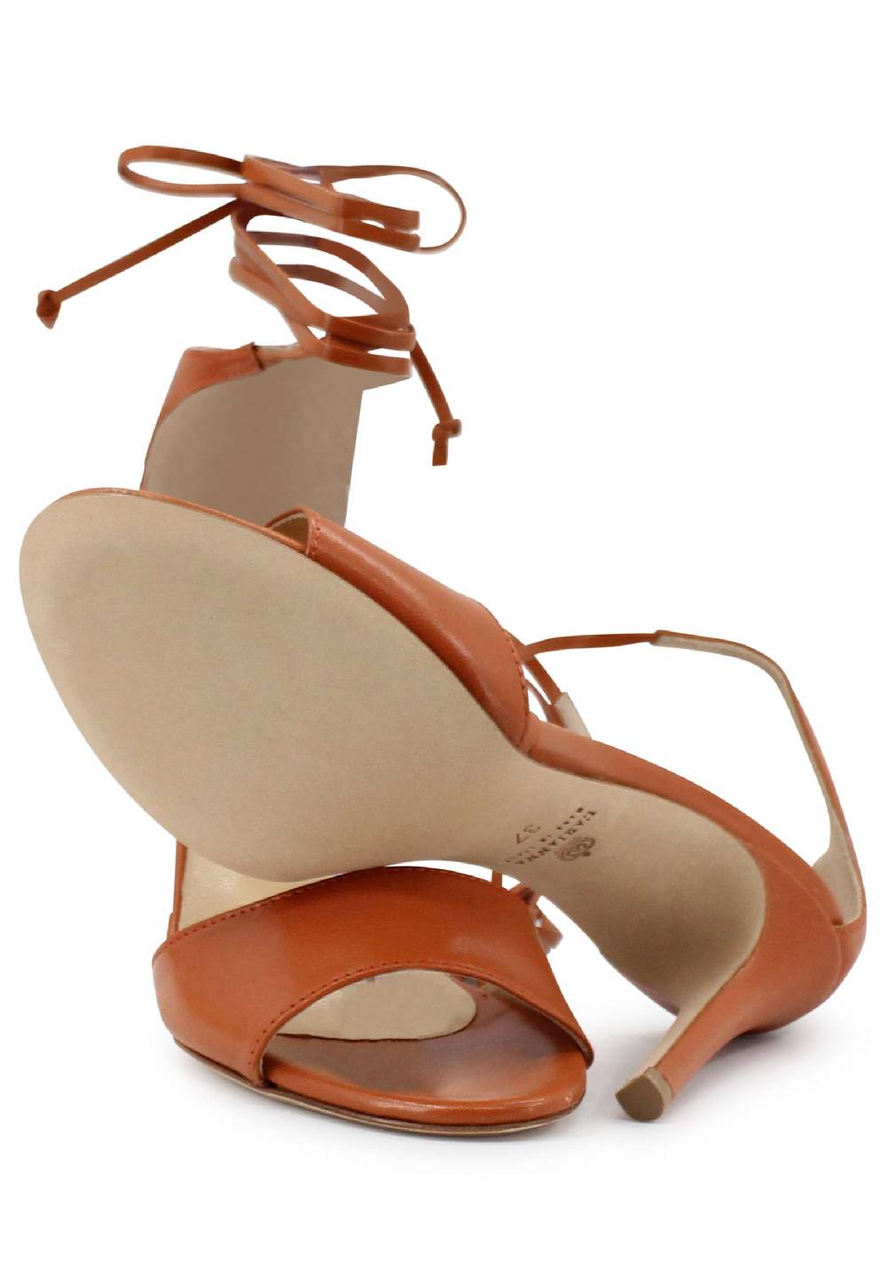 L'ARIANNA Sandali DS7042 da donna in pelle mattone tacco alto con tacco alto e laccetti alla caviglia Fino al 65% di sconto