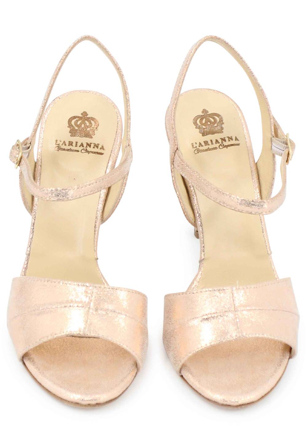 L'ARIANNA Sandali ds1643 da donna in pelle laminata salmone con tacco alto e cinturino alla caviglia Only for today
