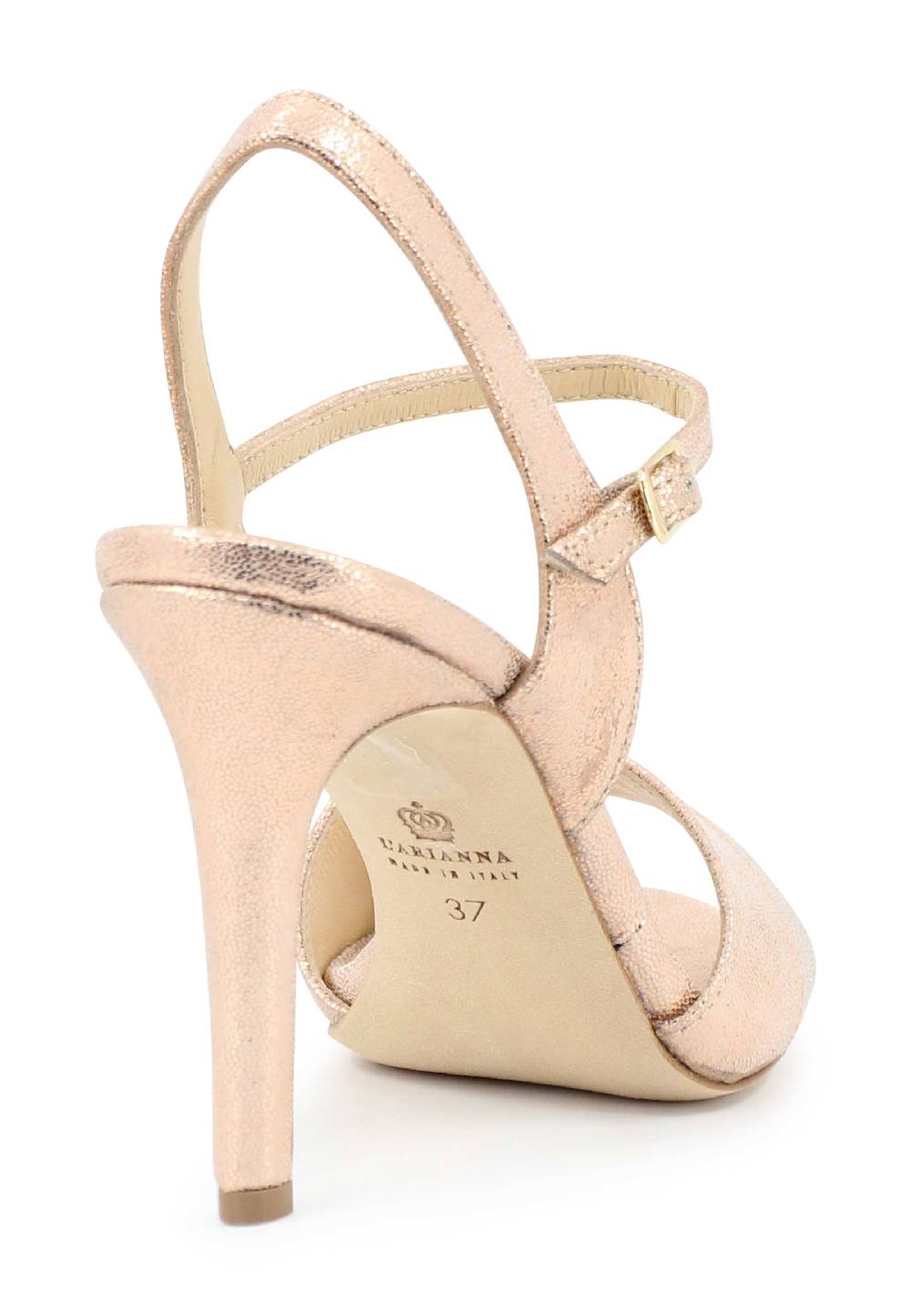 L'ARIANNA Sandali ds1643 da donna in pelle laminata salmone con tacco alto e cinturino alla caviglia Only for today