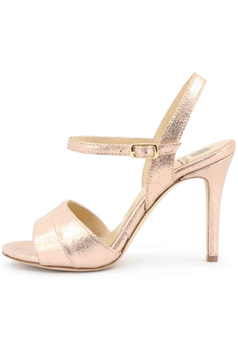 L'ARIANNA Sandali ds1643 da donna in pelle laminata salmone con tacco alto e cinturino alla caviglia Only for today