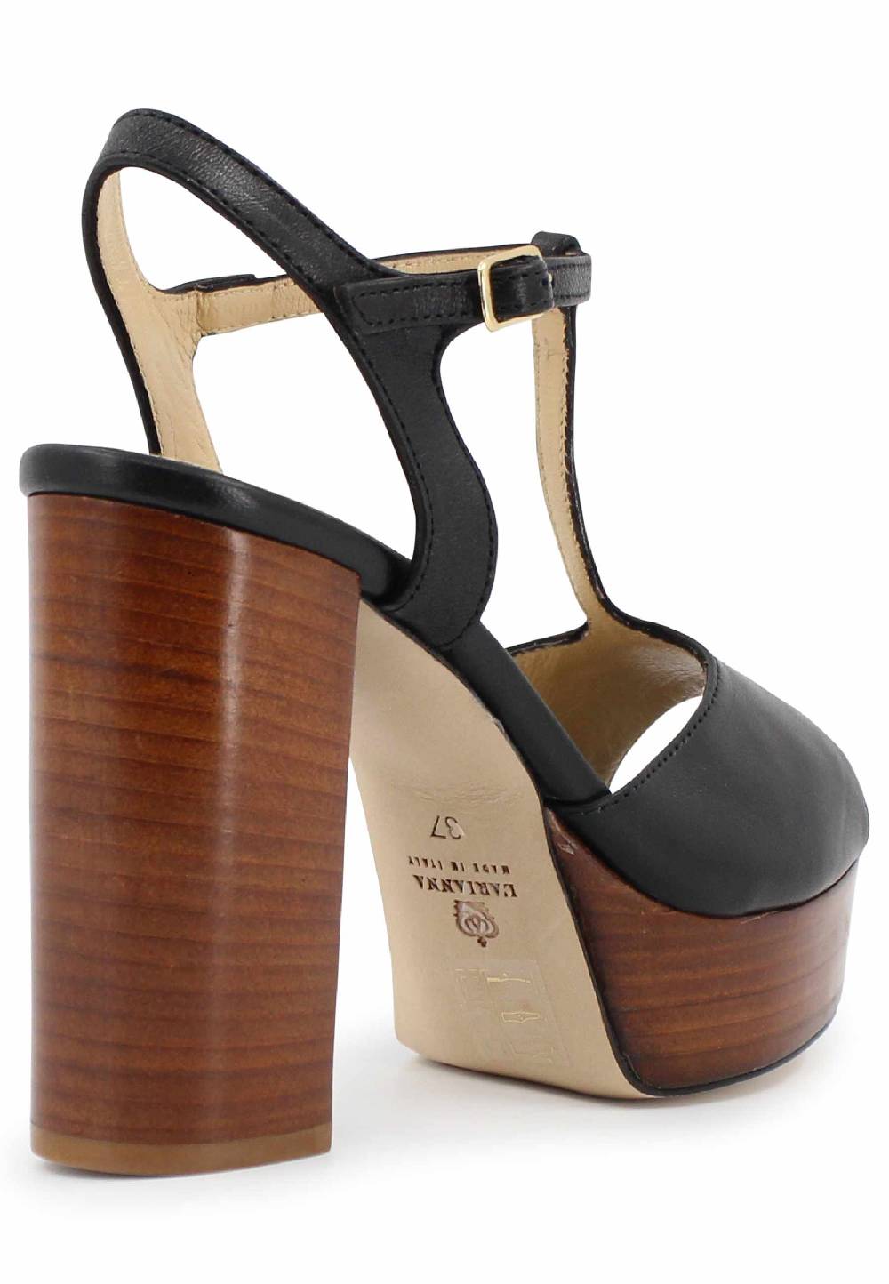 L'ARIANNA Sandali ds7010 donna in pelle nera con cinturino tacco alto e plateau Offerta speciale della fabbrica
