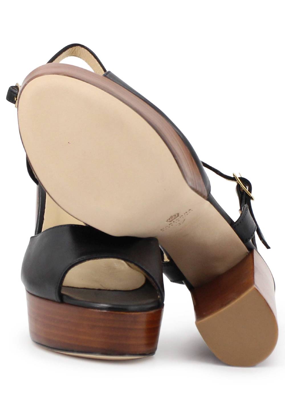 L'ARIANNA Sandali ds7010 donna in pelle nera con cinturino tacco alto e plateau Offerta speciale della fabbrica