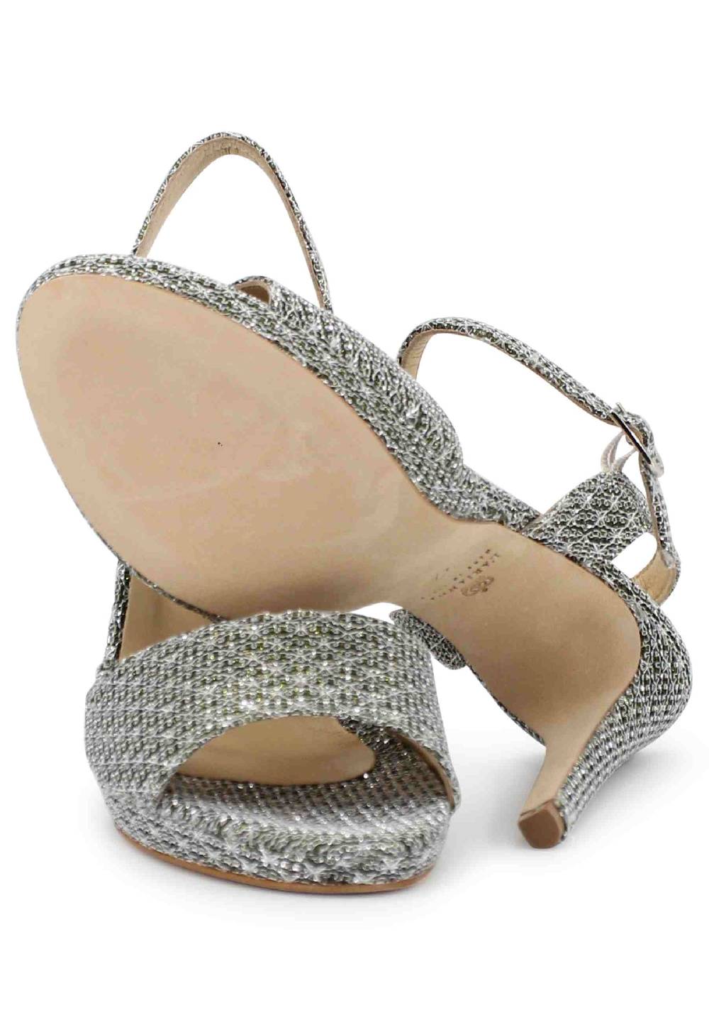 L'ARIANNA Sandali DS7055 donna in tessuto argento con tacco alto a spillo Sostegno trimestrale