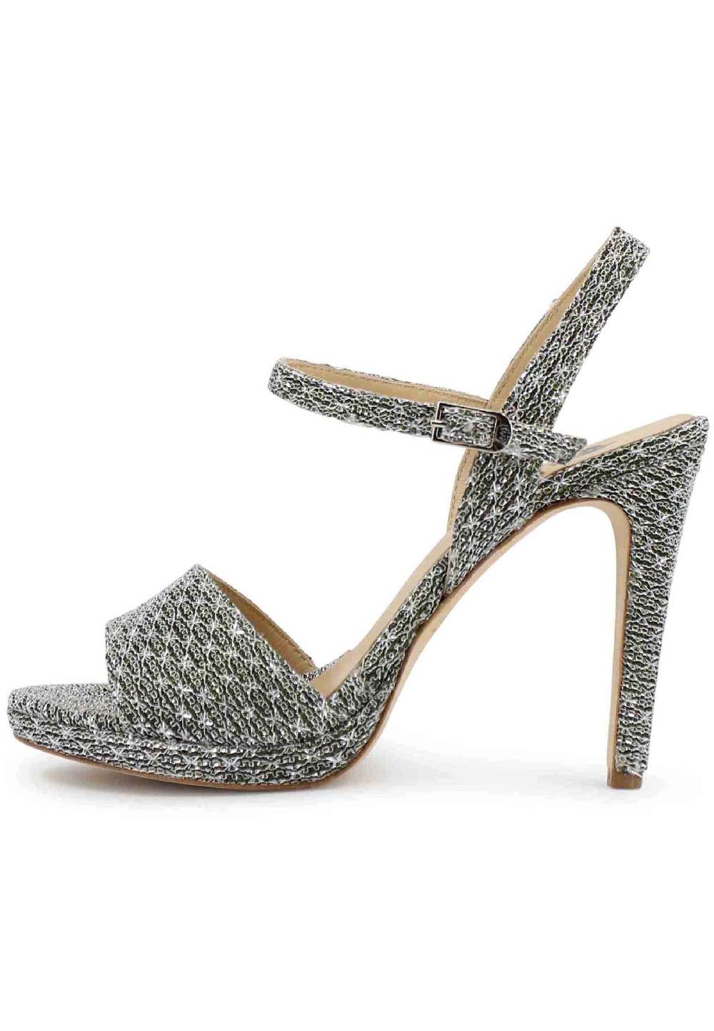L'ARIANNA Sandali DS7055 donna in tessuto argento con tacco alto a spillo Sostegno trimestrale