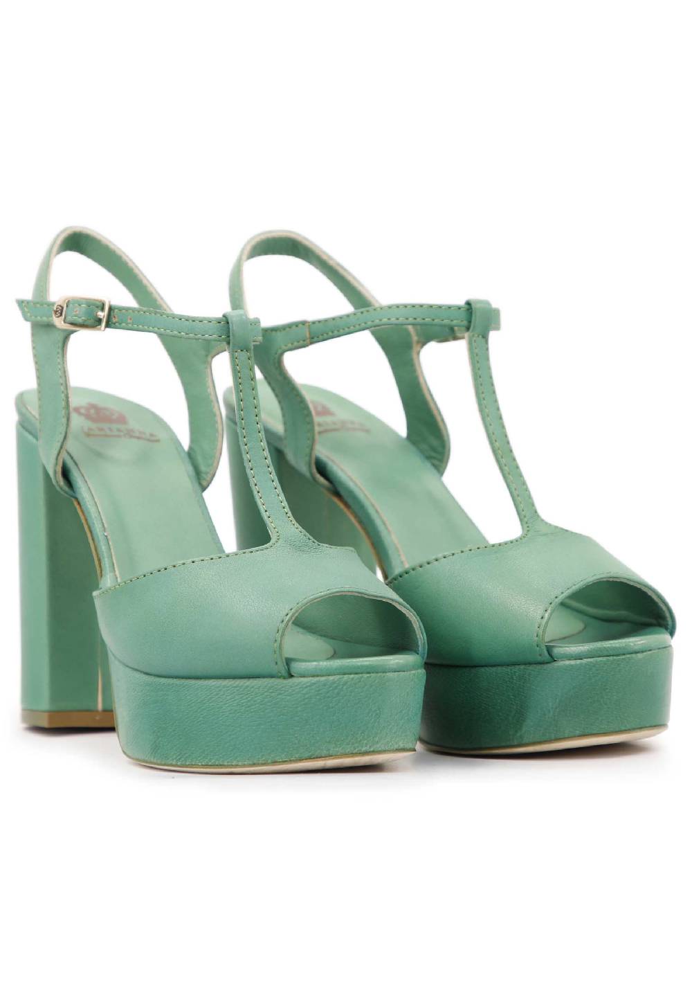 L'ARIANNA Sandali ds7010 donna in pelle verde con cinturino tacco alto e plateau Discount Store per i nuovi prodotti