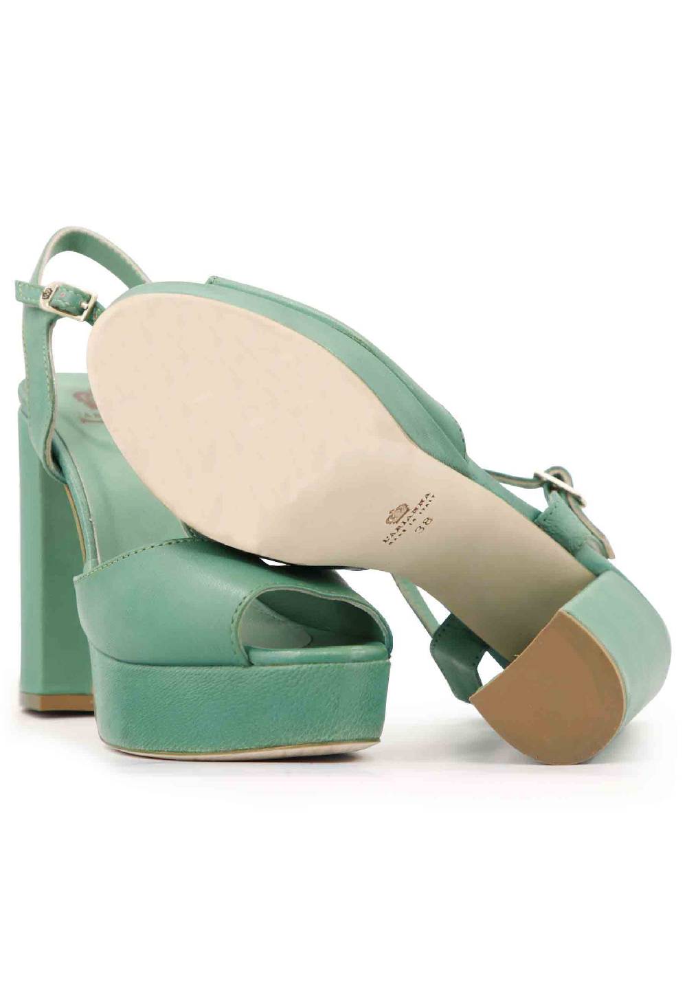 L'ARIANNA Sandali ds7010 donna in pelle verde con cinturino tacco alto e plateau Discount Store per i nuovi prodotti