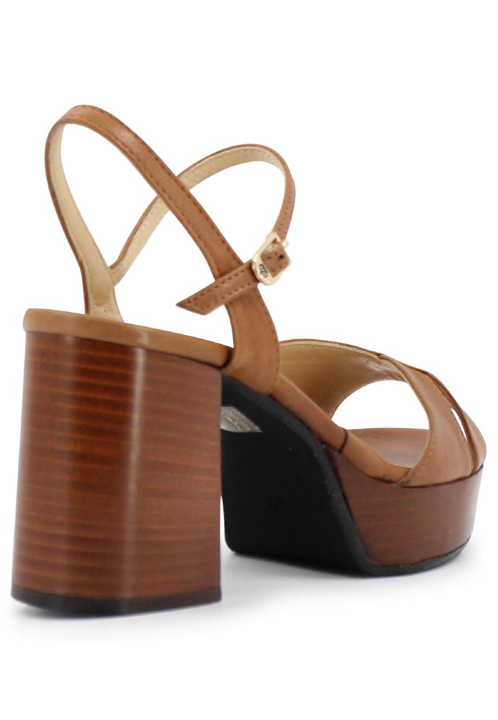 L'ARIANNA Sandali DS1639 donna in pelle cuoio con cinturino e tacco e plateau in cuoio Enormi sconti