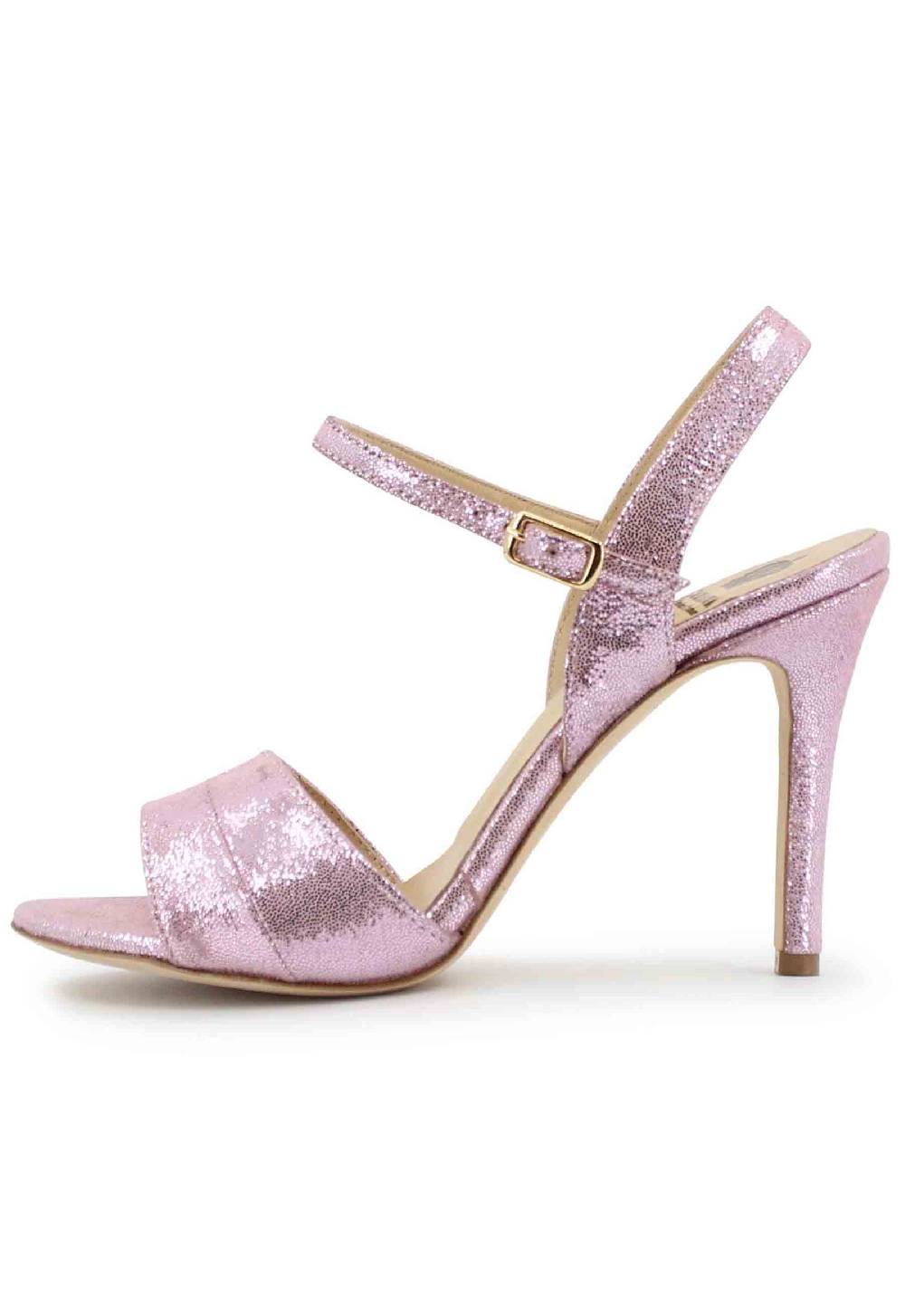 L'ARIANNA Sandali ds1643 da donna in pelle laminata rosa con tacco alto e cinturino alla caviglia 50% di sconto con spedizione gratuita