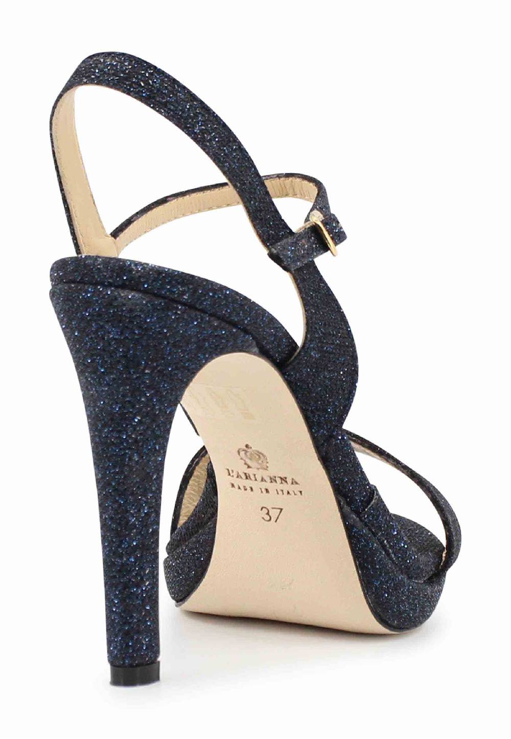 L'ARIANNA Sandali ds7054 donna in glitter blu con tacco alto e cinturino alla caviglia Trasporto libero internazionale