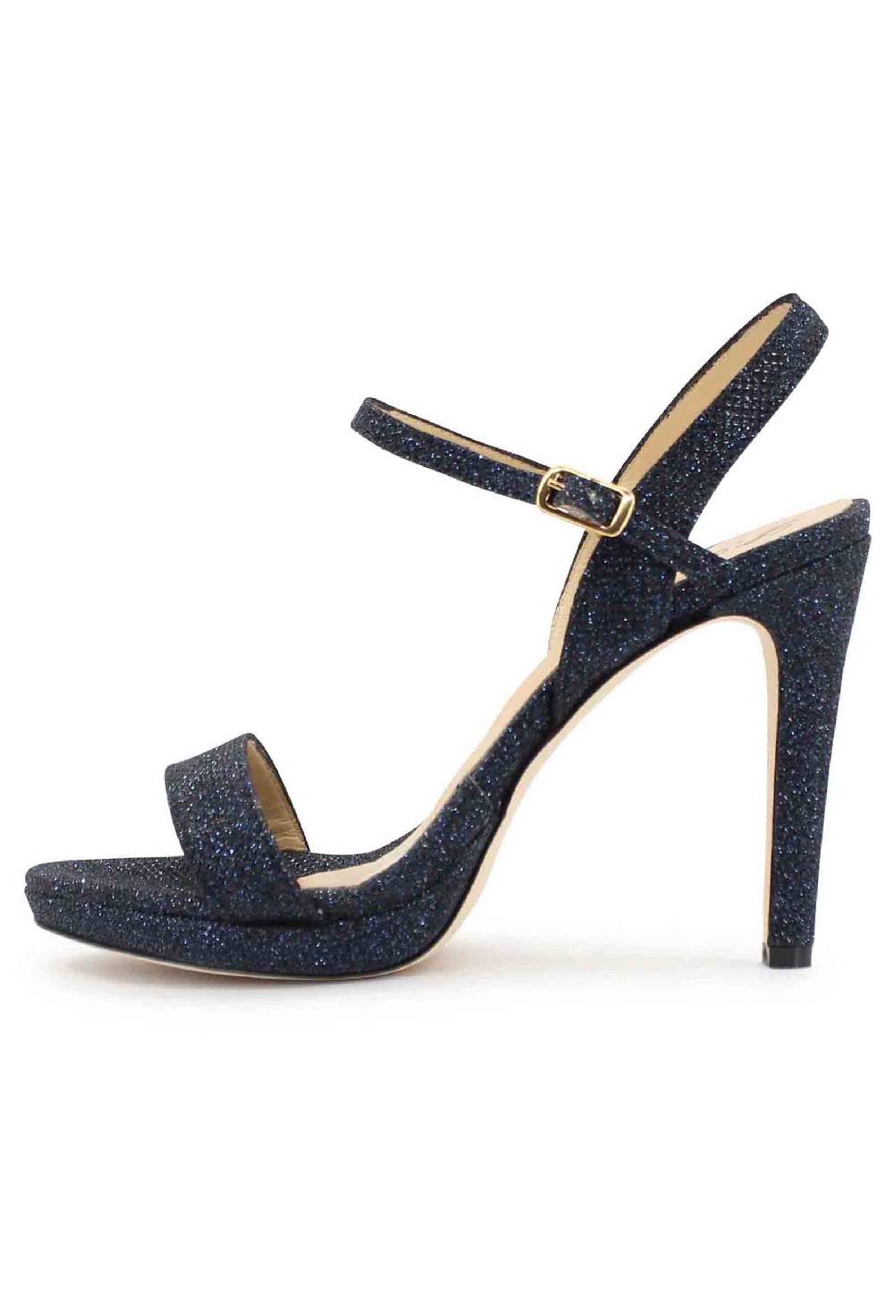 L'ARIANNA Sandali ds7054 donna in glitter blu con tacco alto e cinturino alla caviglia Trasporto libero internazionale