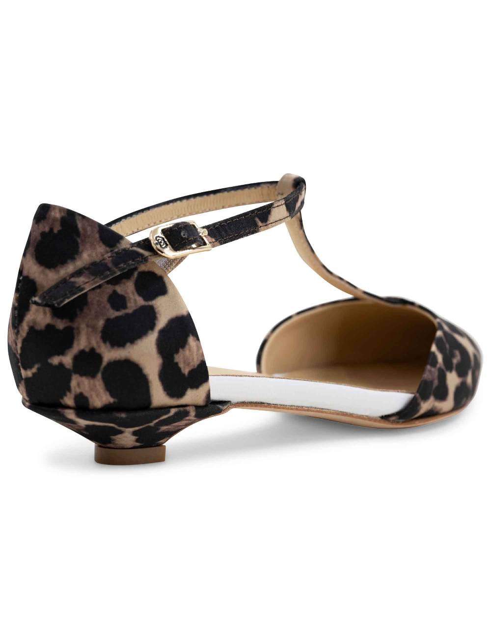 L'ARIANNA sandali tg1110 donna in raso animalier e pelle bianca con tacco basso e cinturino Officina